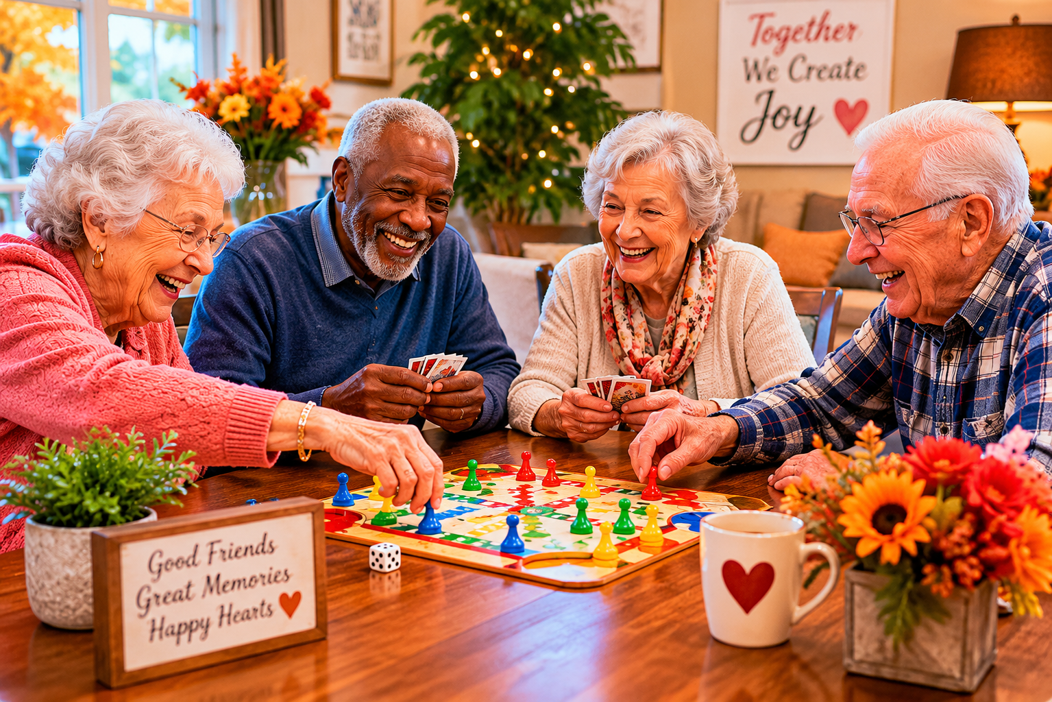 Residents participating in group activities and music